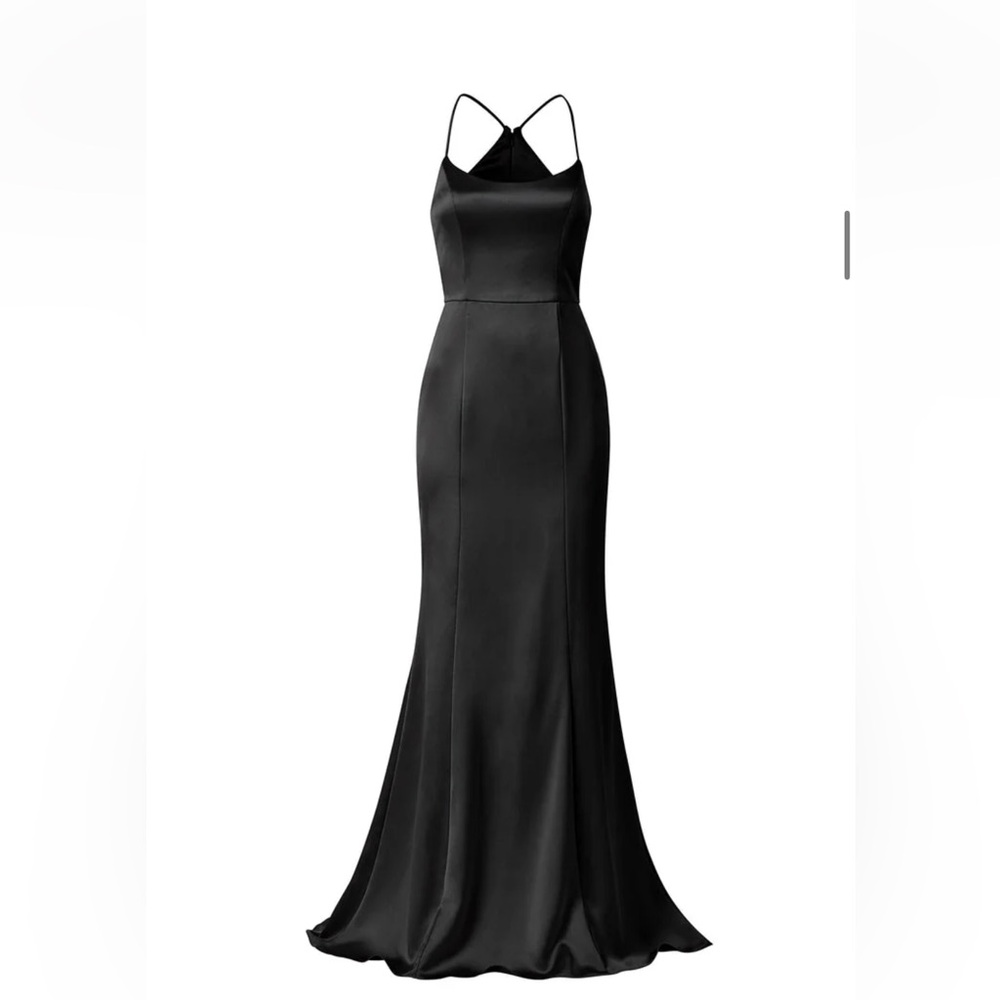 Amsale Everly Dress - Black Satin - Size 10
